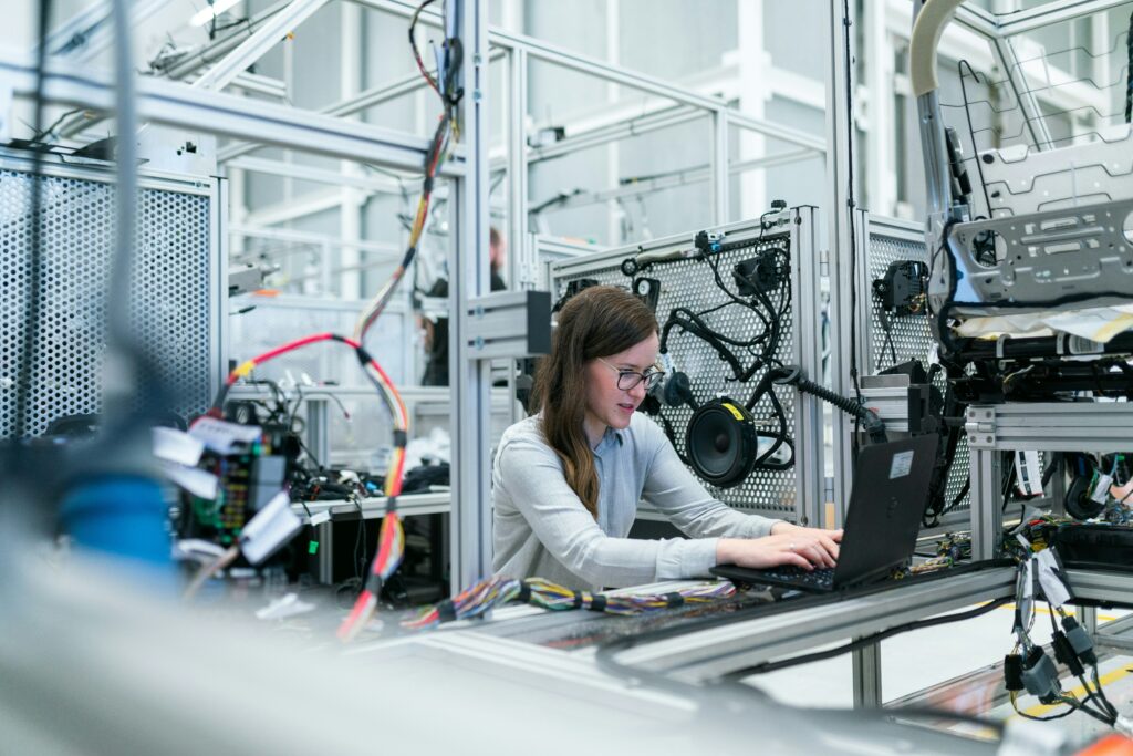 Female engineer at laptop