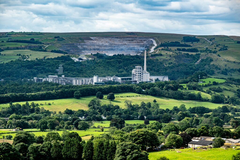 Factory in green valley